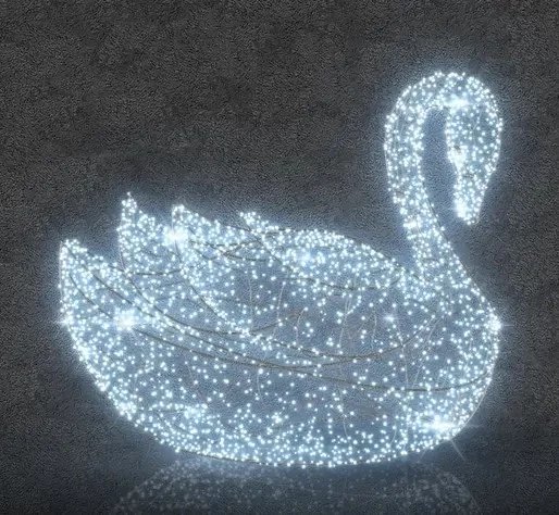 3D LED světelná labuť B 160 cm, ledově bílá, 36 V, 2 díly