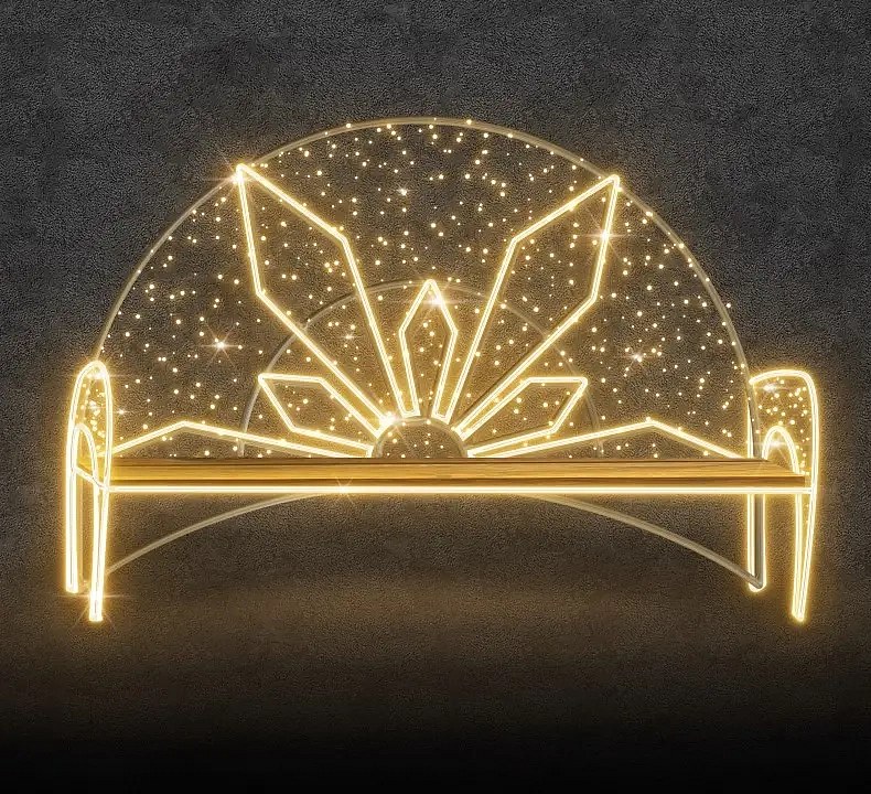 Easy Fix 3D LED světelná lavička, 210 × 150 × 50 cm, teple bílá, 230 V, 101,4 W, 20,8 kg,