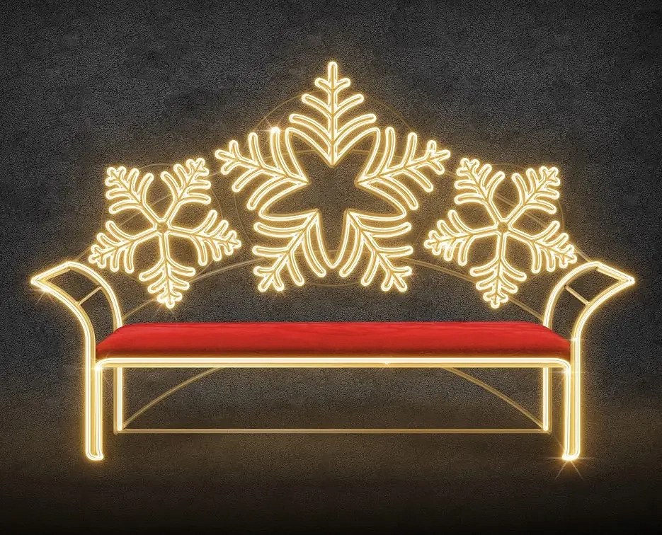 Eco Fix 3D LED světelná lavička 210 × 160 × 50 cm, teple bílá, 36 V