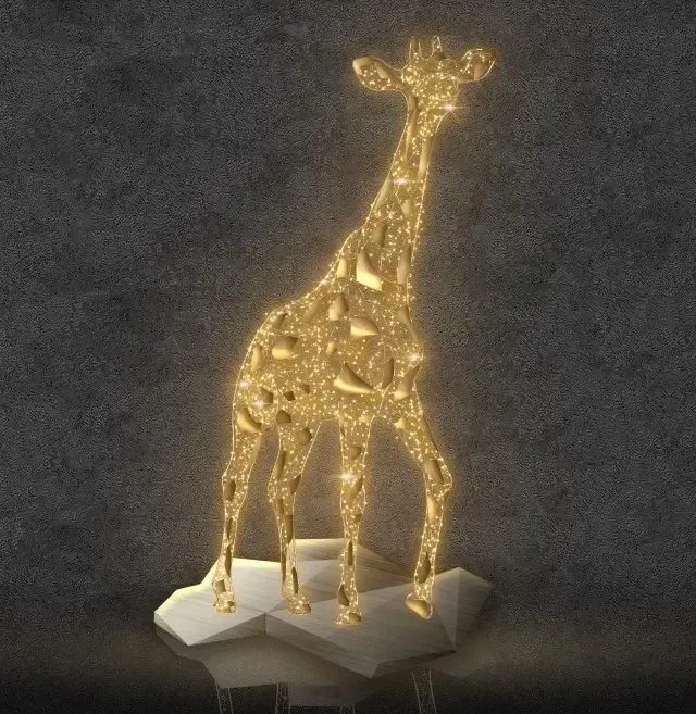 Eco Fix 3D LED světelná žirafa, 200 × 350 × 70 cm, teple bílá, hliník