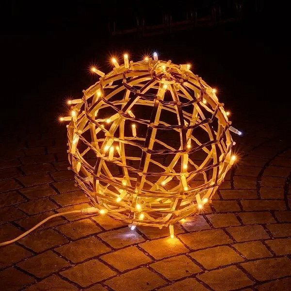 3D LED světelná koule, pr. 120 cm, teple bílá, 230 V, 18 W, hliník, ze 2 dílů