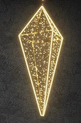 3D LED světelný krystal 60 × 20cm, teple bílý se zlatým kabelem, 230 V, 13 W, 1,6 kg