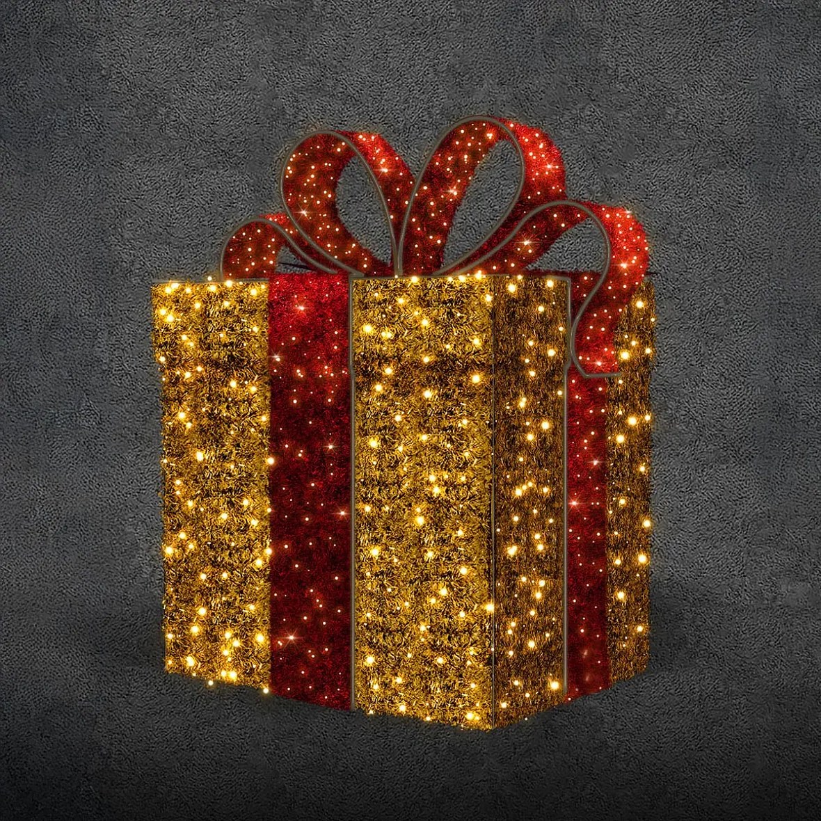 Eco Fix 3D LED světelný dárek, 60 × 60 × 60 cm, teple bílá, hliník