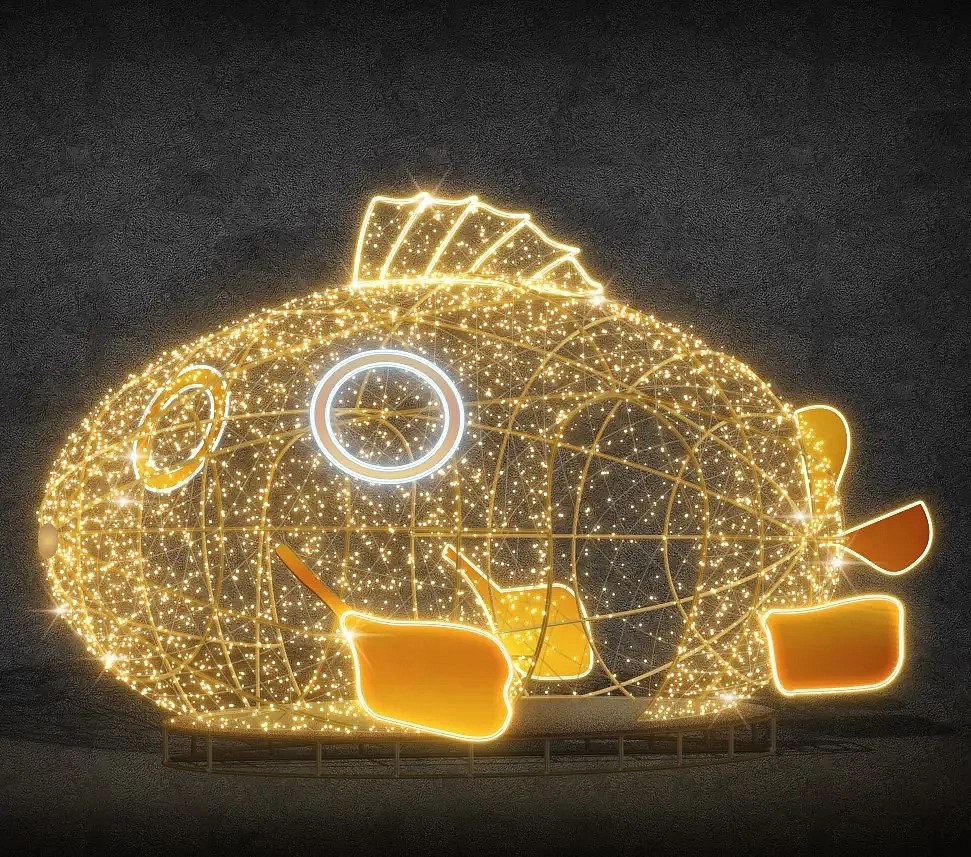 Easy Fix 3D LED světelná ponorka, 600 × 350 × 270 cm, teple bílá, stojící, hliník
