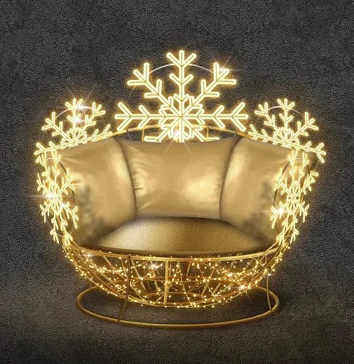 LED světelné posezení, 150 x 160 x 150 cm, teple bílá, 36V/230V, 155 W, 33,8 kg, ze 6 dílů