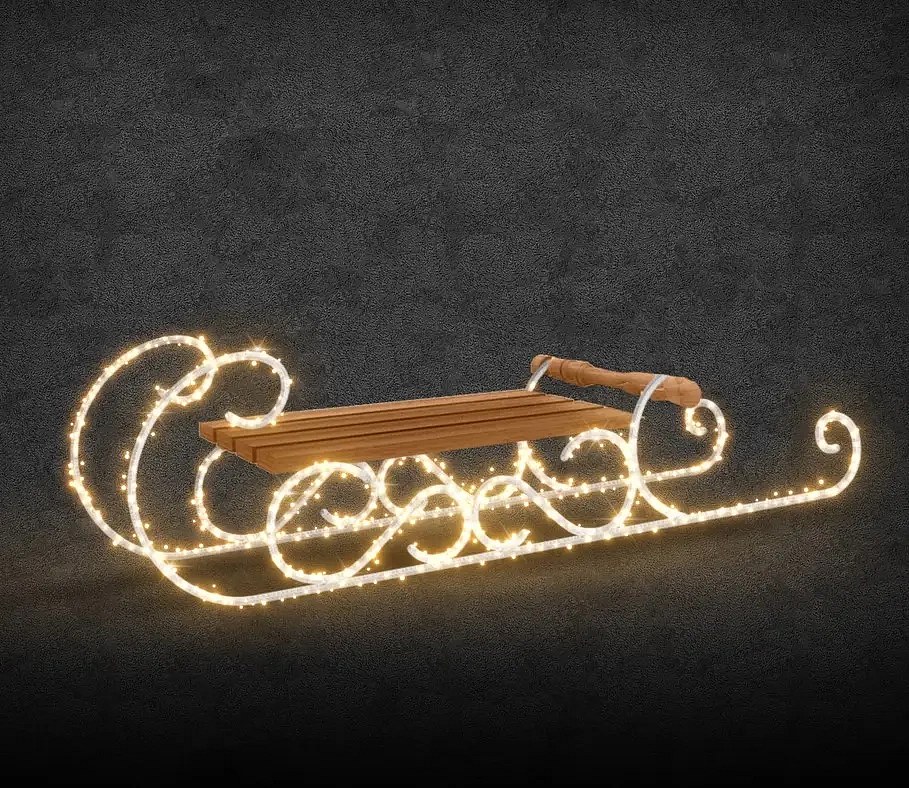 Eco Fix 3D LED světelné sáně, 60 × 240 × 52 cm, teple bílá, stojící, hliník