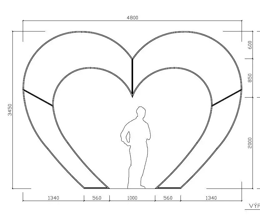 Easy Fix 3D LED valentýnská brána srdce, teple bílá, 480 × 345 cm, teple bílá, 230 V, 110 W, ze 7 částí - chybí foto