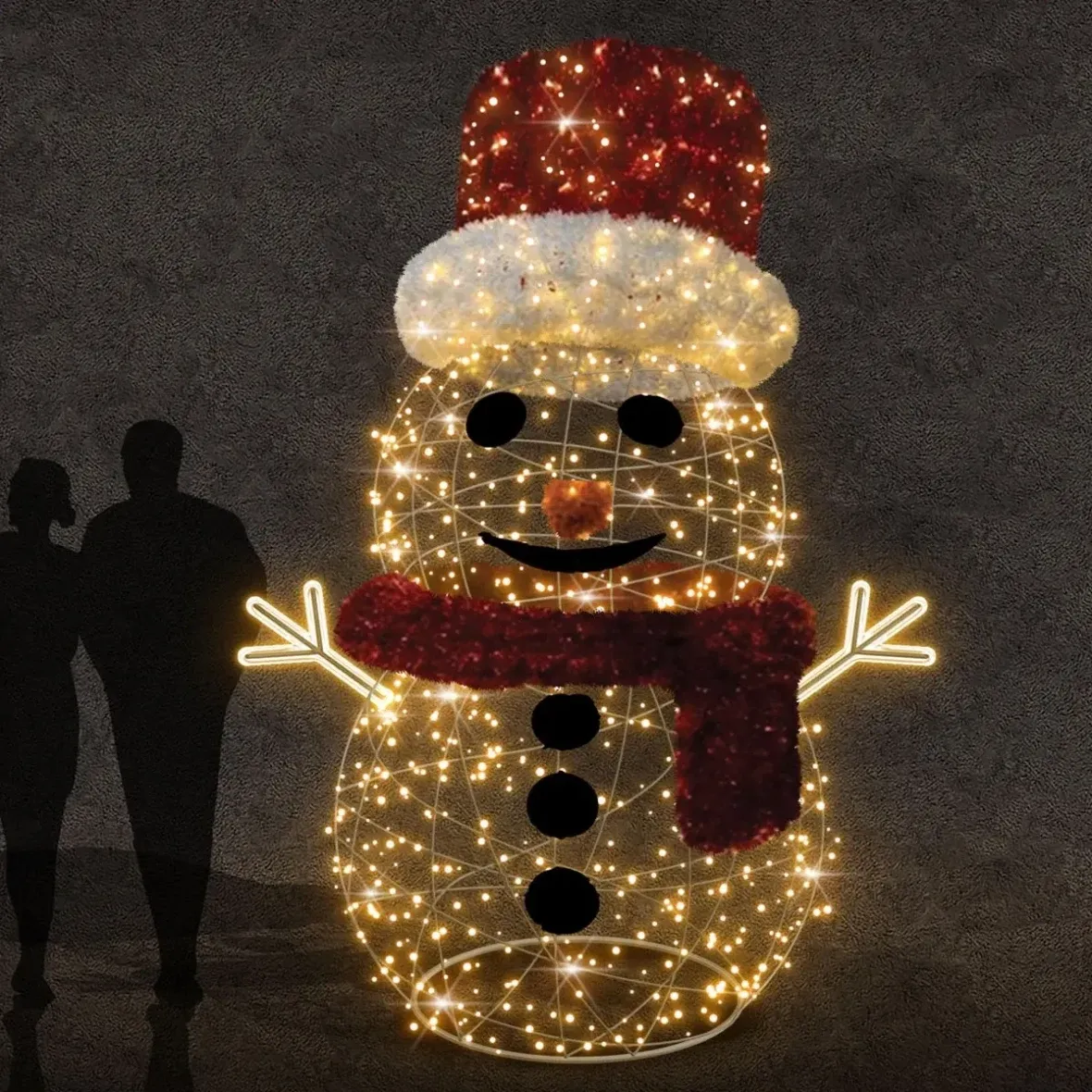 Easy Fix 3D LED světelný sněhulák 230 × 300 × 230 cm, teple bílá, hliník