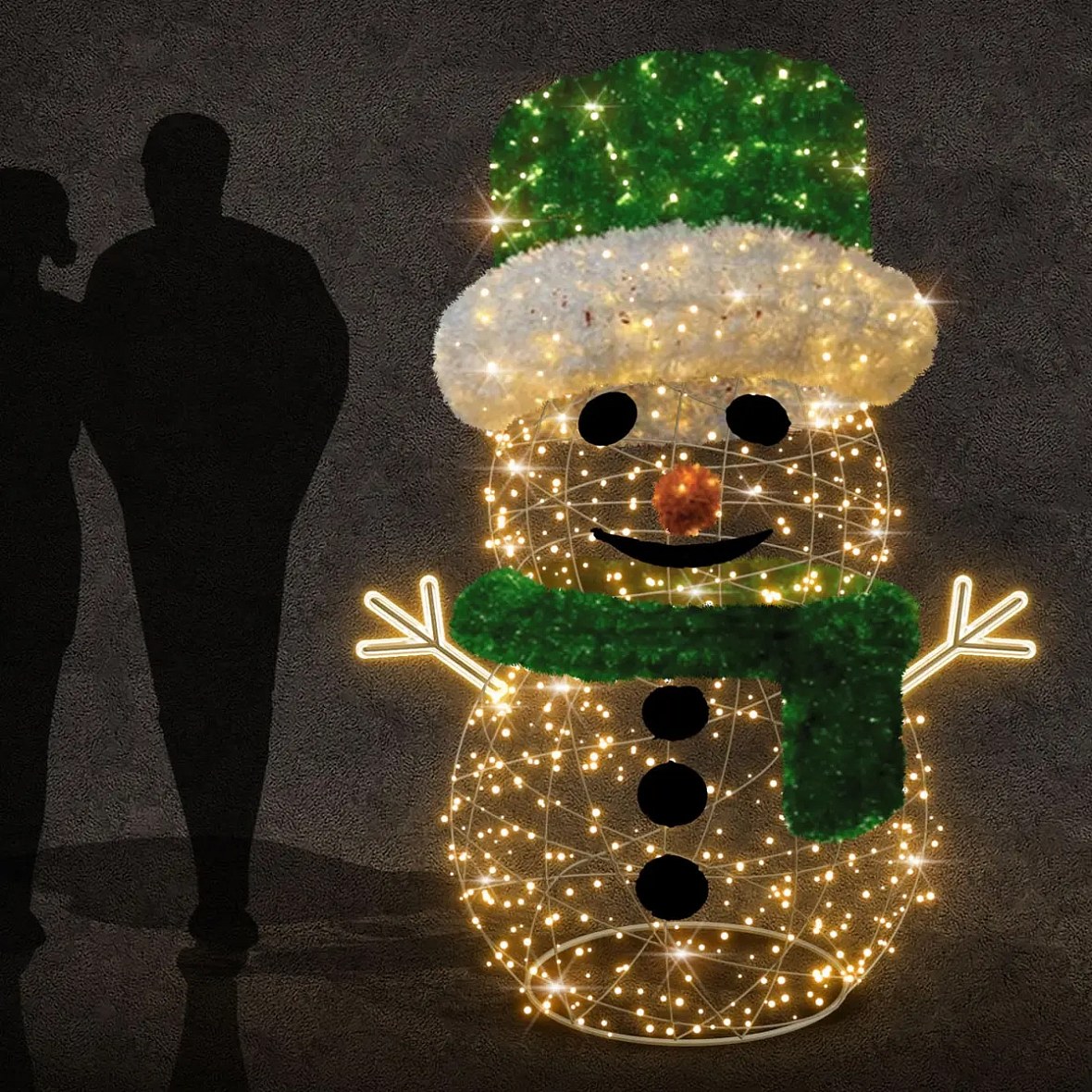 Easy Fix 3D LED světelný sněhulák 200 × 150 × 150 cm, teple bílá, hliník