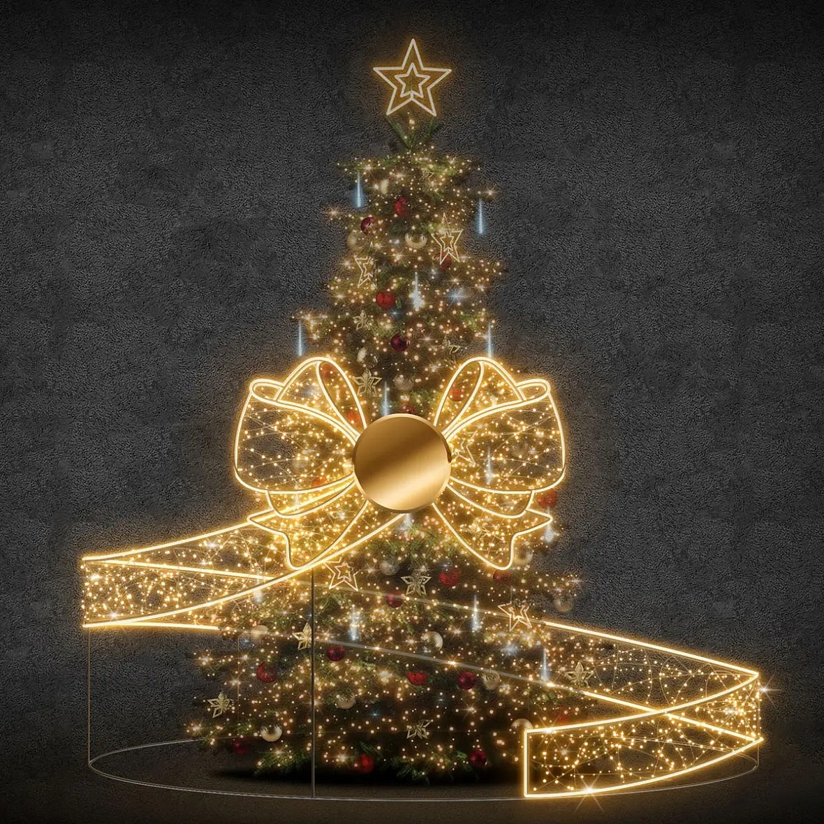 Easy Fix 3D LED světelná mašle, 700 × 330 × 700 cm, teple bílá, hliník