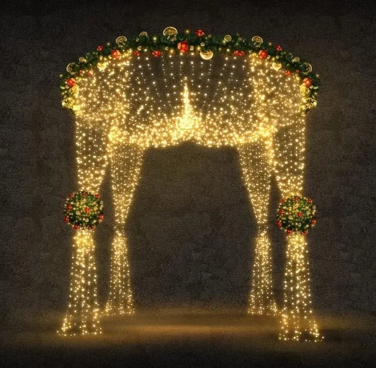 LED světelný baldachýn, 315 x 280 x 315 cm, teple bílá, 36V, 92,4W, 7 dílů