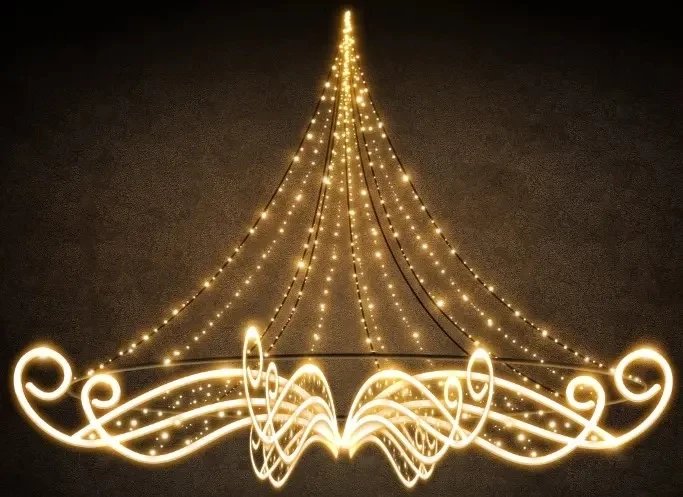 3D LED světelný lustr, 360 x 250 x 360 cm, teple bílá, 230/36V 