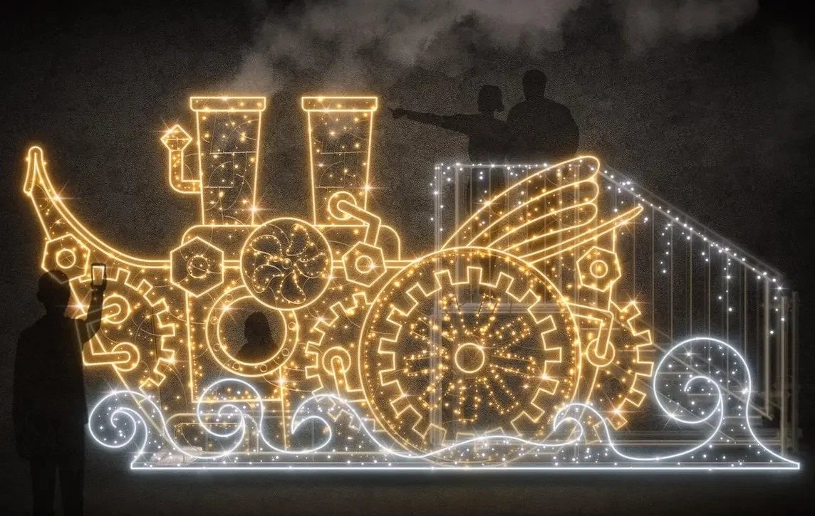 Eco Fix 3D LED světelný parník, 580 × 300 × 120 cm, teple a studená bílá, stojící, hliník, Twinkly