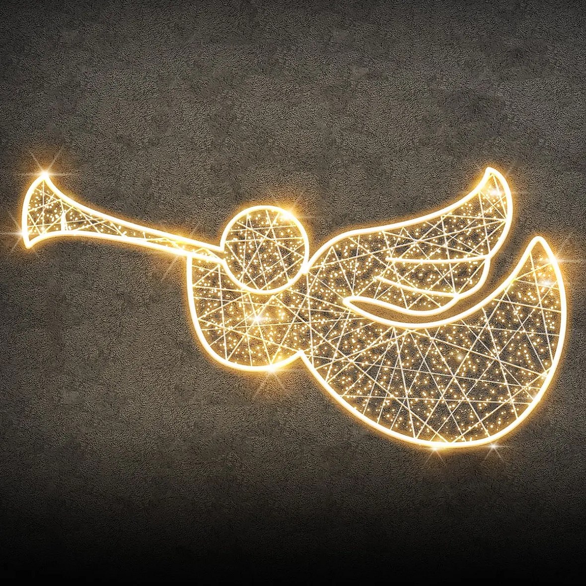 Easy Fix 2D LED světelný dekor, anděl II letící, 155 × 80 × 3 cm, teple bílá, závěsný, 3D tisk