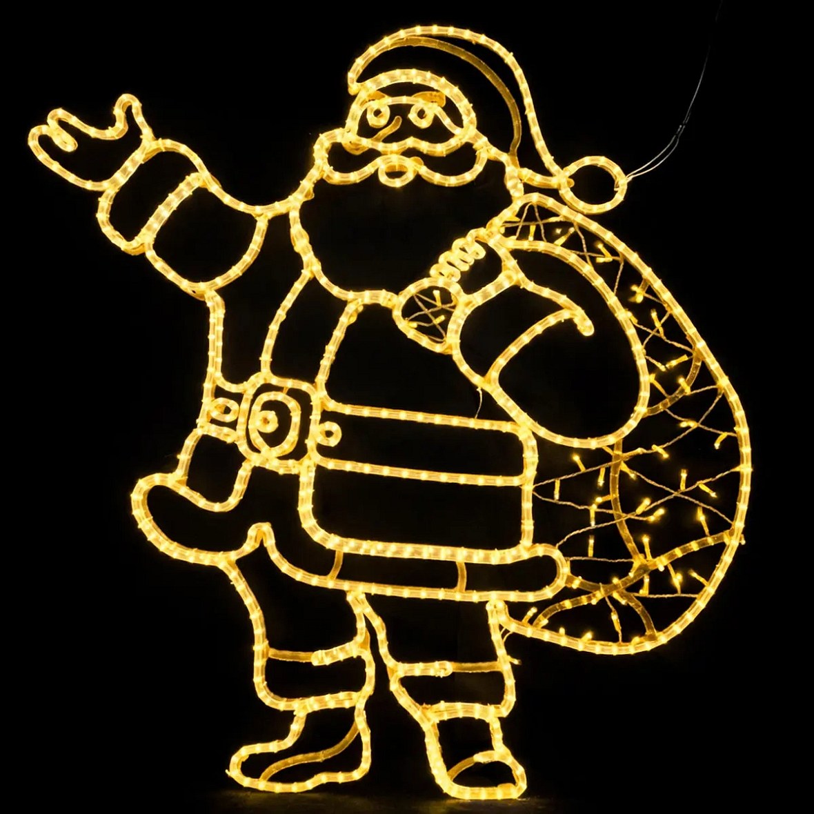 Eco Fix 2D LED světelná dekorace Santa Claus, 140 × 185 × 3 cm, teple bílá, závěsný, 3D tisk