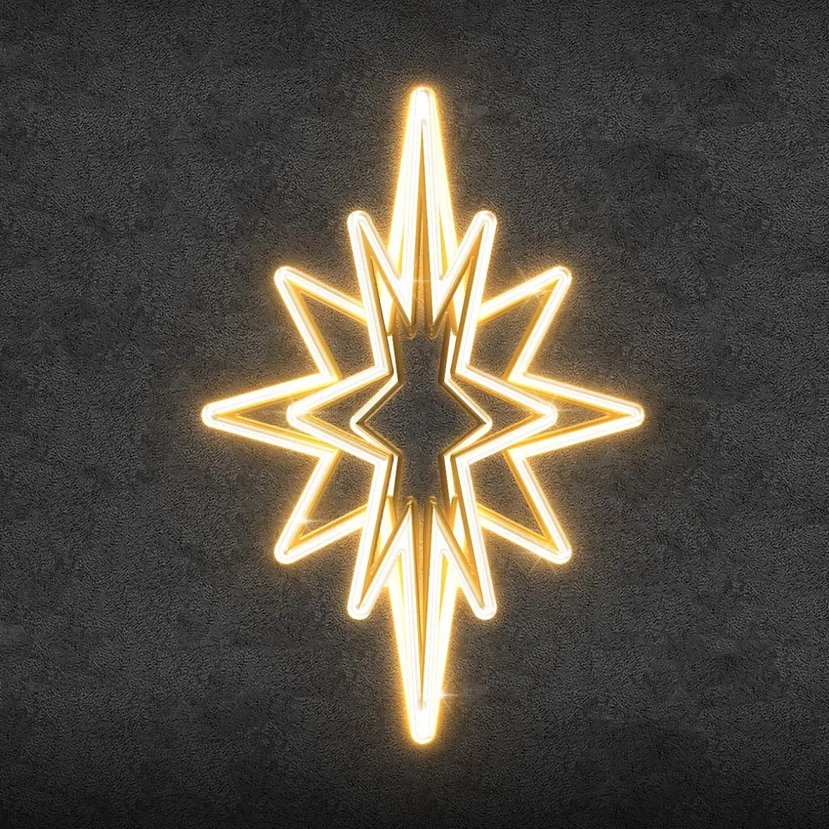 3D LED světelná špice na vrchol stromu, 60 × 90 × 60 cm, teple bílá, hliník