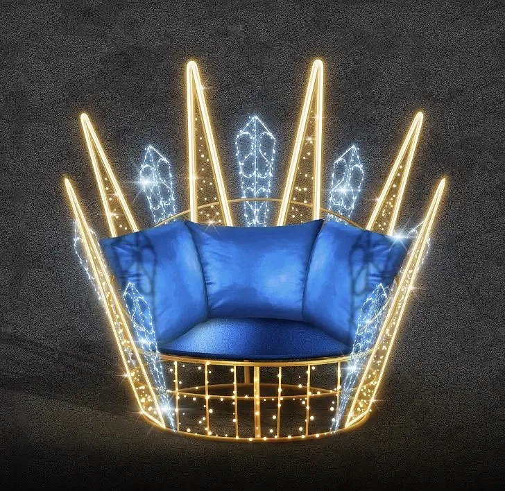 3D LED světelné křeslo, 154 × 193 × 144 cm, teple i ledově bílá, 36 V, 54 W, 70 kg, 1 díl