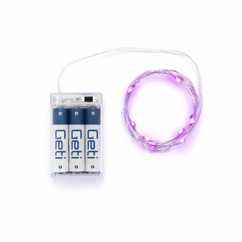 LED světýlka na baterie, kapičky, 2,30 m, růžová, 20 diod, drátek, IP20 interiér, 3 × AA