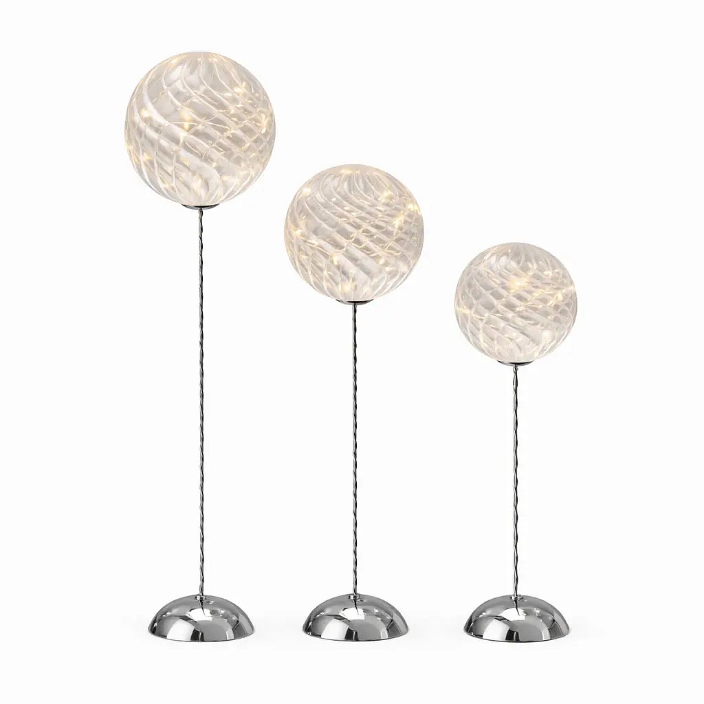 LED svítící koule Trio Mega, výška 41/47/58 cm, čiré sklo, na baterie AA, interiér, balení 3 ks