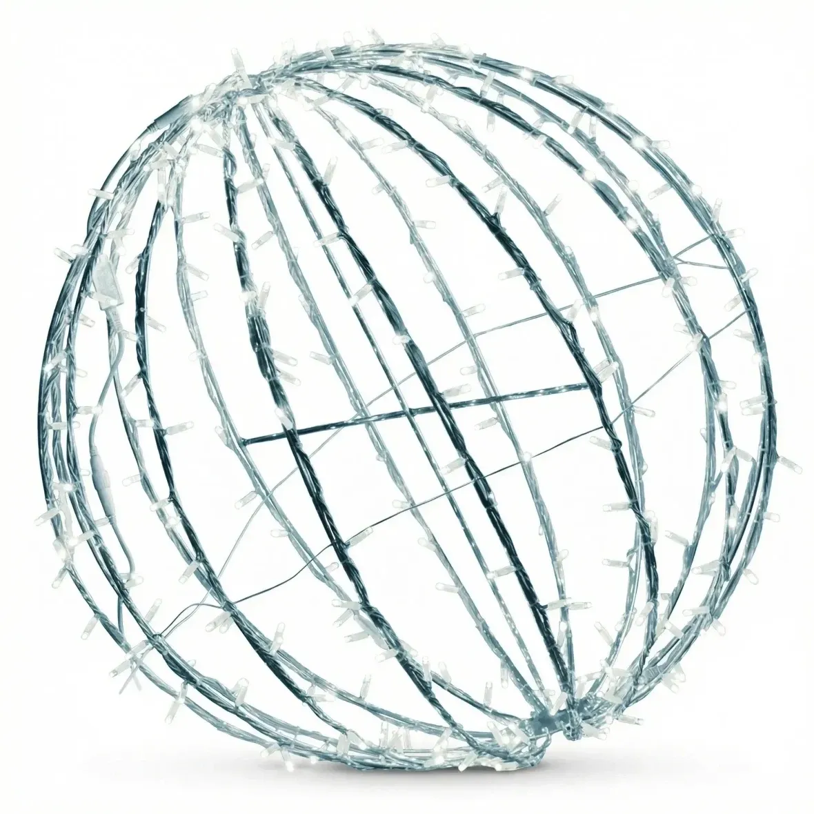 3D LED svítící koule, pr. 100 cm, ledově bílá, bílý kabel, IP67, Easy Fix