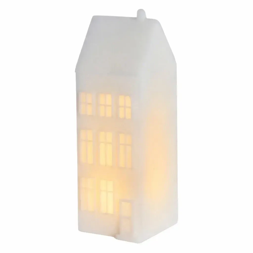 LED městský dům z Kodaně, Nyhavn, voskový,  6 × 6 × 17,5 cm, teple bílý, bílý