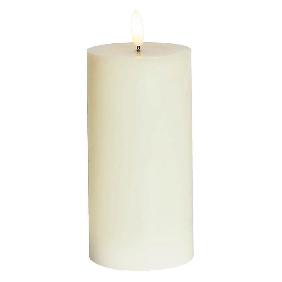 LED svíčka na baterie vosková Sille Ivory, Ø 7,5 × 15 cm, bílá, 2× AA