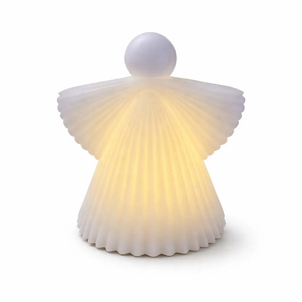 LED svíčka Anděl z pravého vosku na baterie, 11,2 × 12,5 cm, bílý, 2× AA
