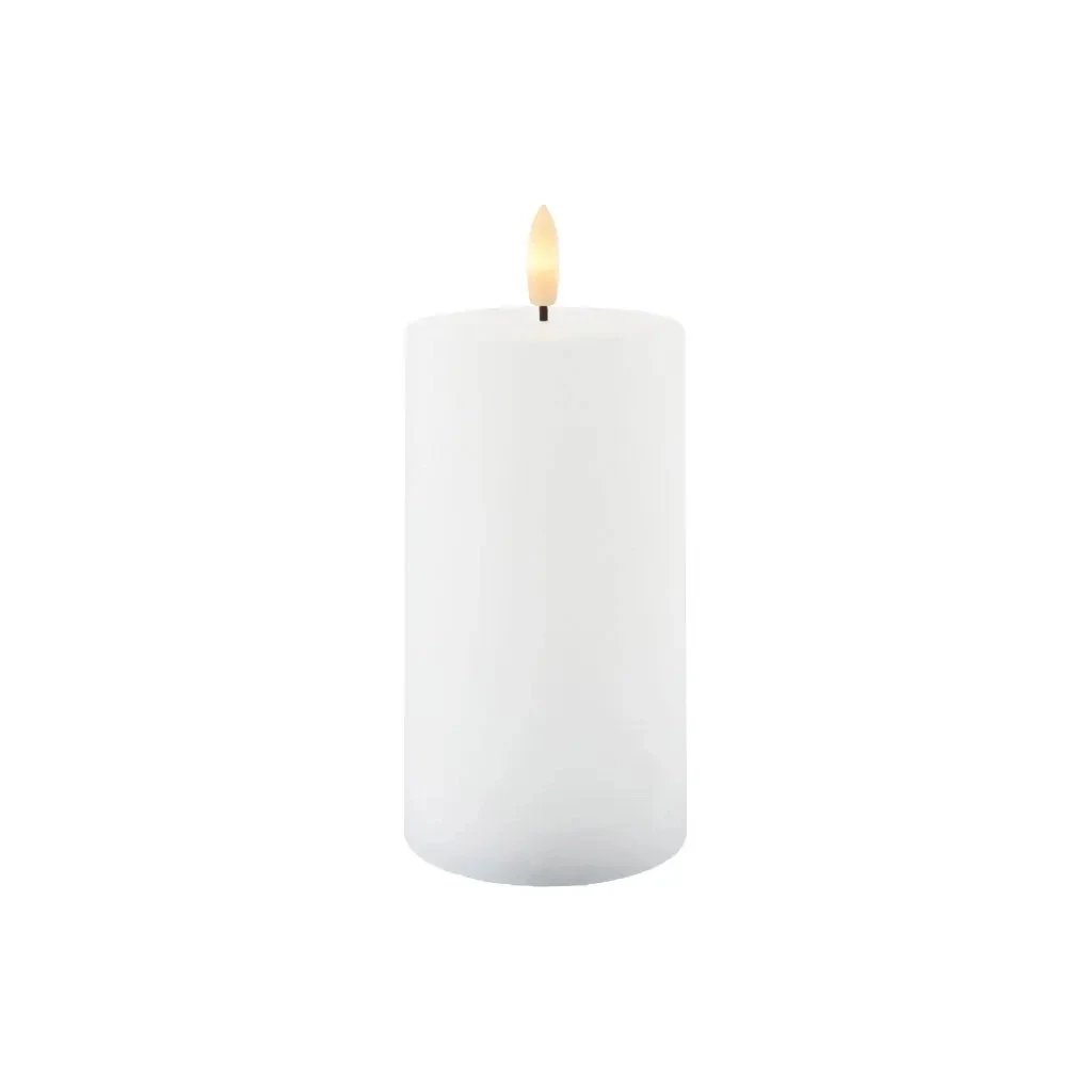 Dobíjecí LED svíčka z pravého vosku Sille, Ø 7,5 × 15 cm, bílá