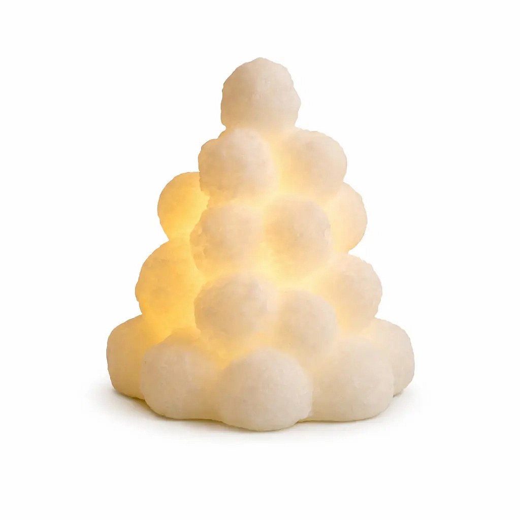 LED svíčka z pravého vosku na baterie sněhové koule, bílá, výška 13 cm, Ø 11,8 cm, 2× AA