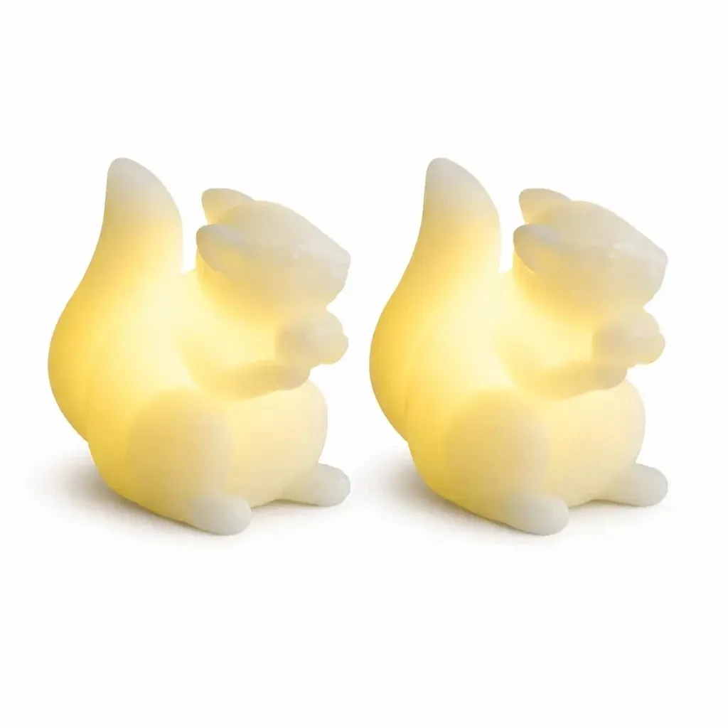 LED svíčky z pravého vosku na baterie, veverka, 7,5 × 9 cm, bílá, sada 2 ks, CR2032