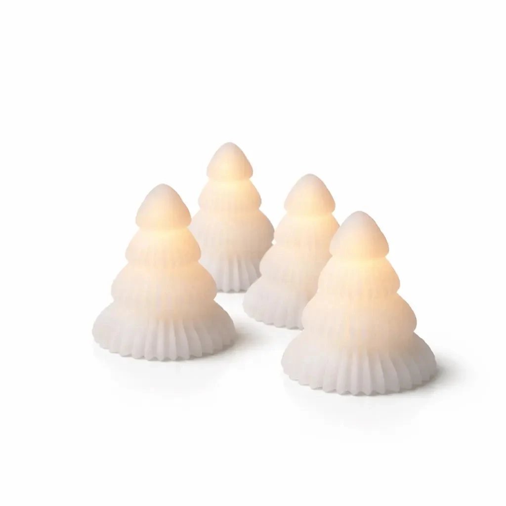LED svíčky z pravého vosku na baterie, stromeček, ø 6,5 × 7 cm, sada 4 ks, CR2032 