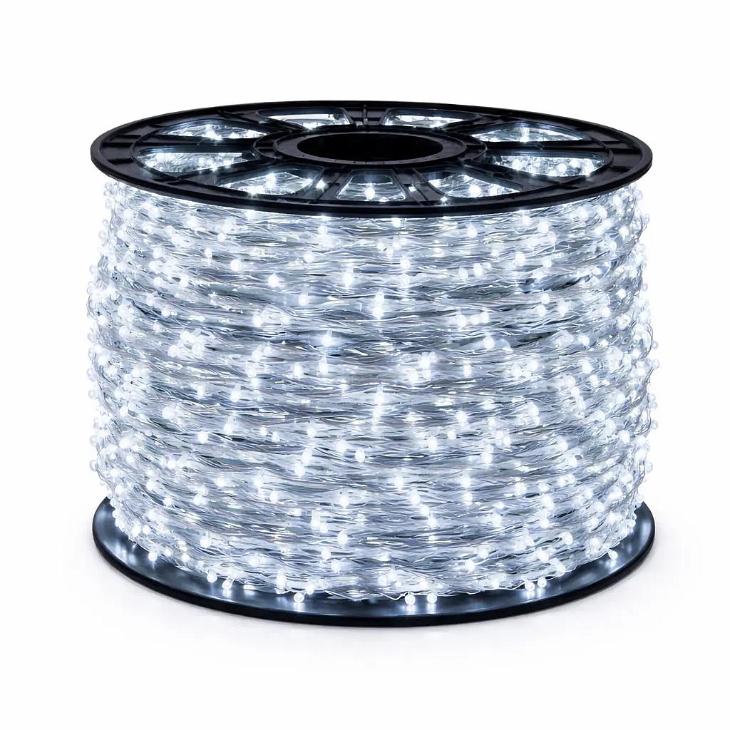 Easy Fix LED světelný řetěz, 100 m, ledově bílá, 2000 diod, bílý kabel, IP67, cívka