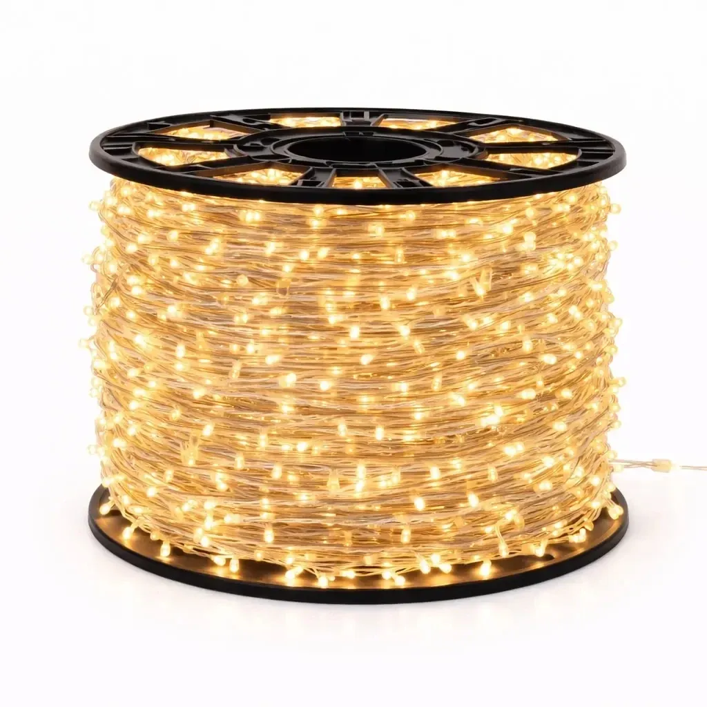 Easy Fix interiérový LED světelný řetěz, 100 m, teple bílá, 2000 diod, čirý kabel, IP20, cívka