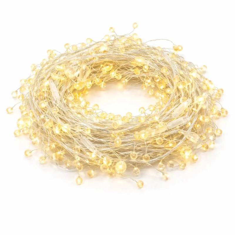 Eco Fix světelný řetěz venkovní s krystalky, 8 m, teple bílá, 80 diod, 36 V, čirý kabel, IP44
