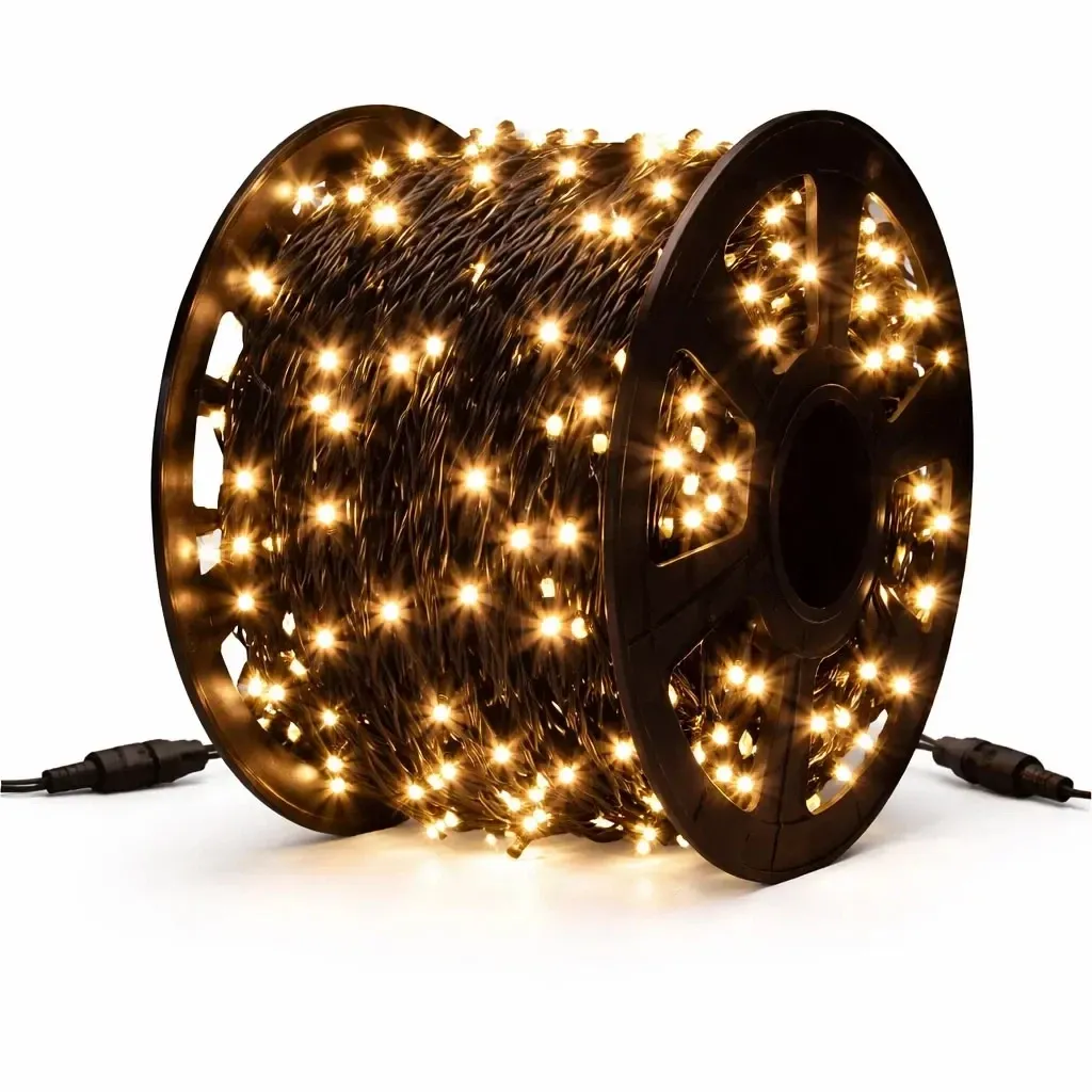 Eco Fix LED světelný řetěz, venkovní, 80 m, teple bílá, 800 diod, černý kabel, IP67, cívka
