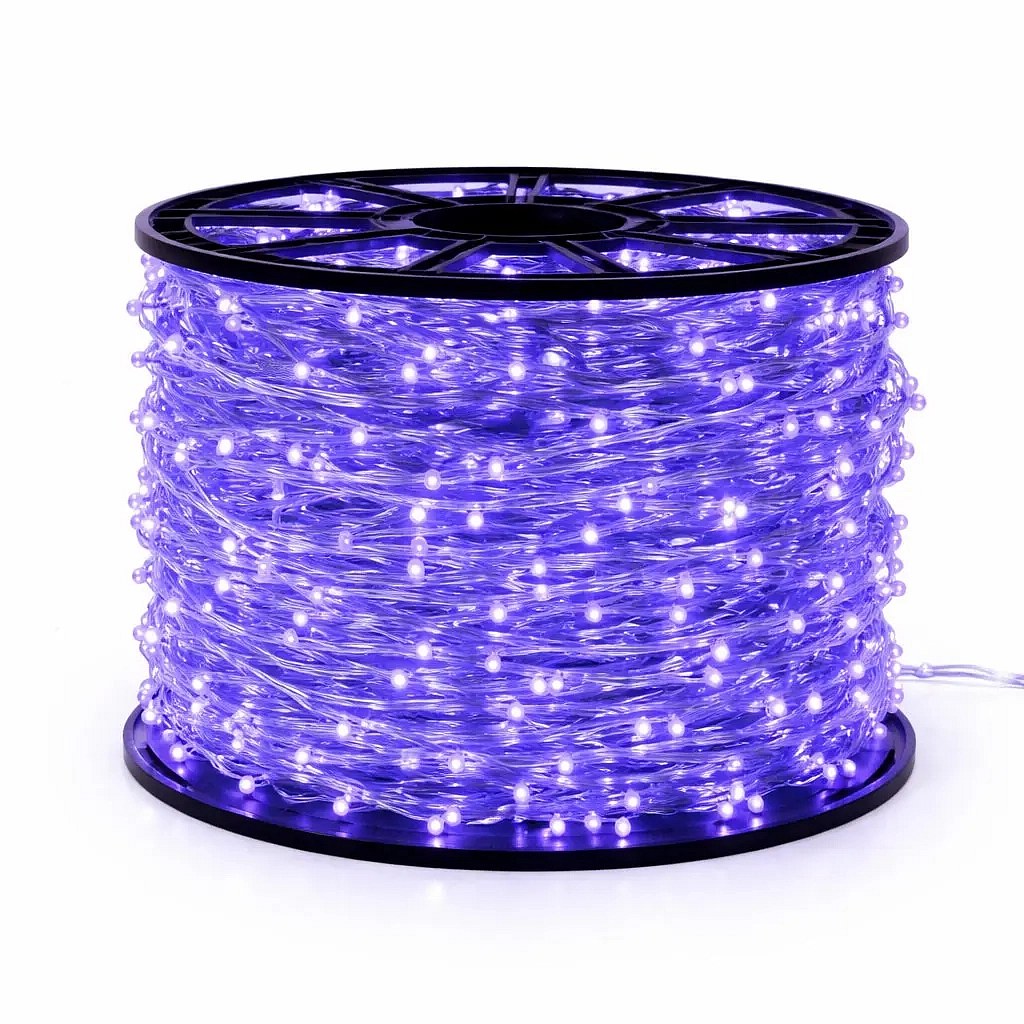 Easy Fix LED světelný řetěz, 100 m, modrý, 2000 diod, bílý kabel, IP67, cívka