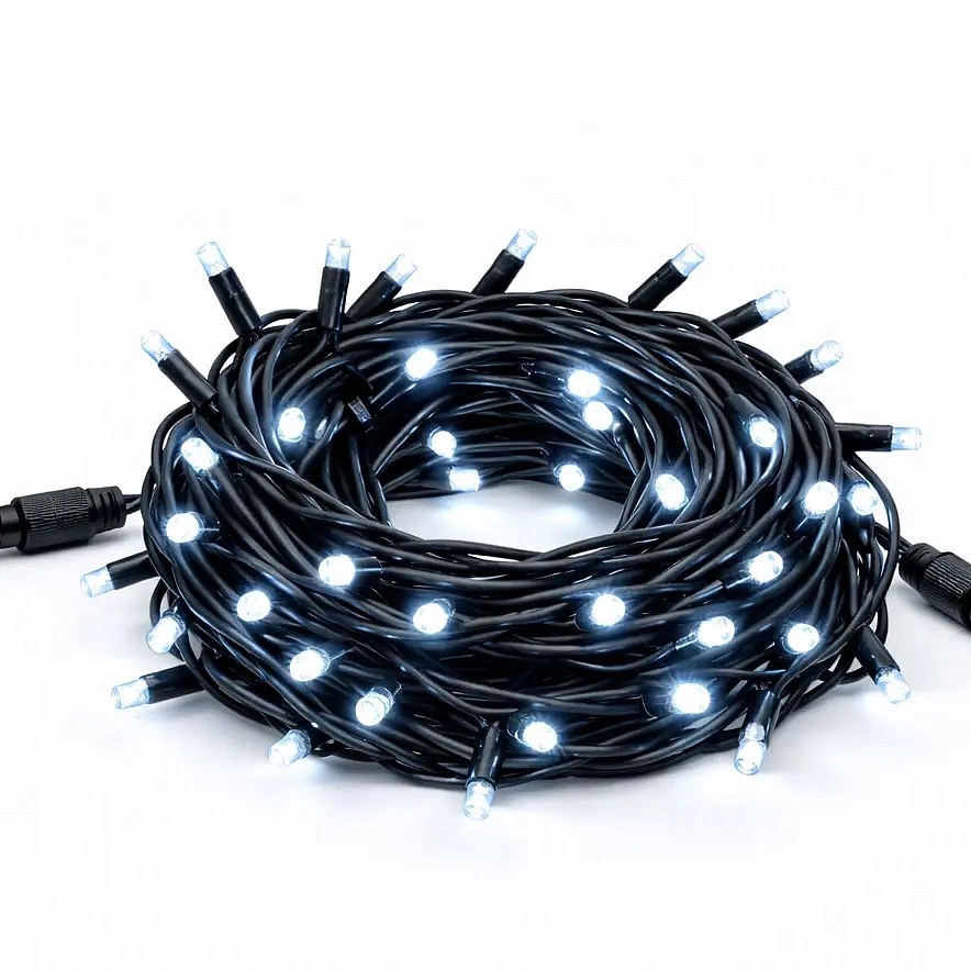 Easy Fix LED světelný řetěz 5 m venkovní ledově bílá s FLASH, 60 diod, černý kabel IP67, prodlužovací
