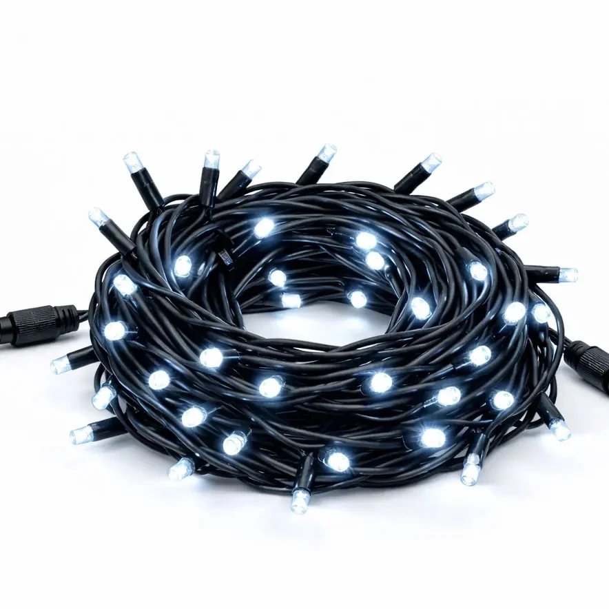 Easy Fix LED světelný řetěz, kontura, 5 m, venkovní, ledově bílá s FLASH, 60 diod, černý kabel, IP67