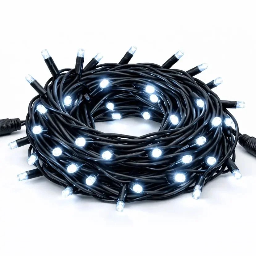 Easy Fix LED světelný řetěz, kontura, 5 m, venkovní, ledově bílá s FLASH, 60 diod, černý kabel, IP44