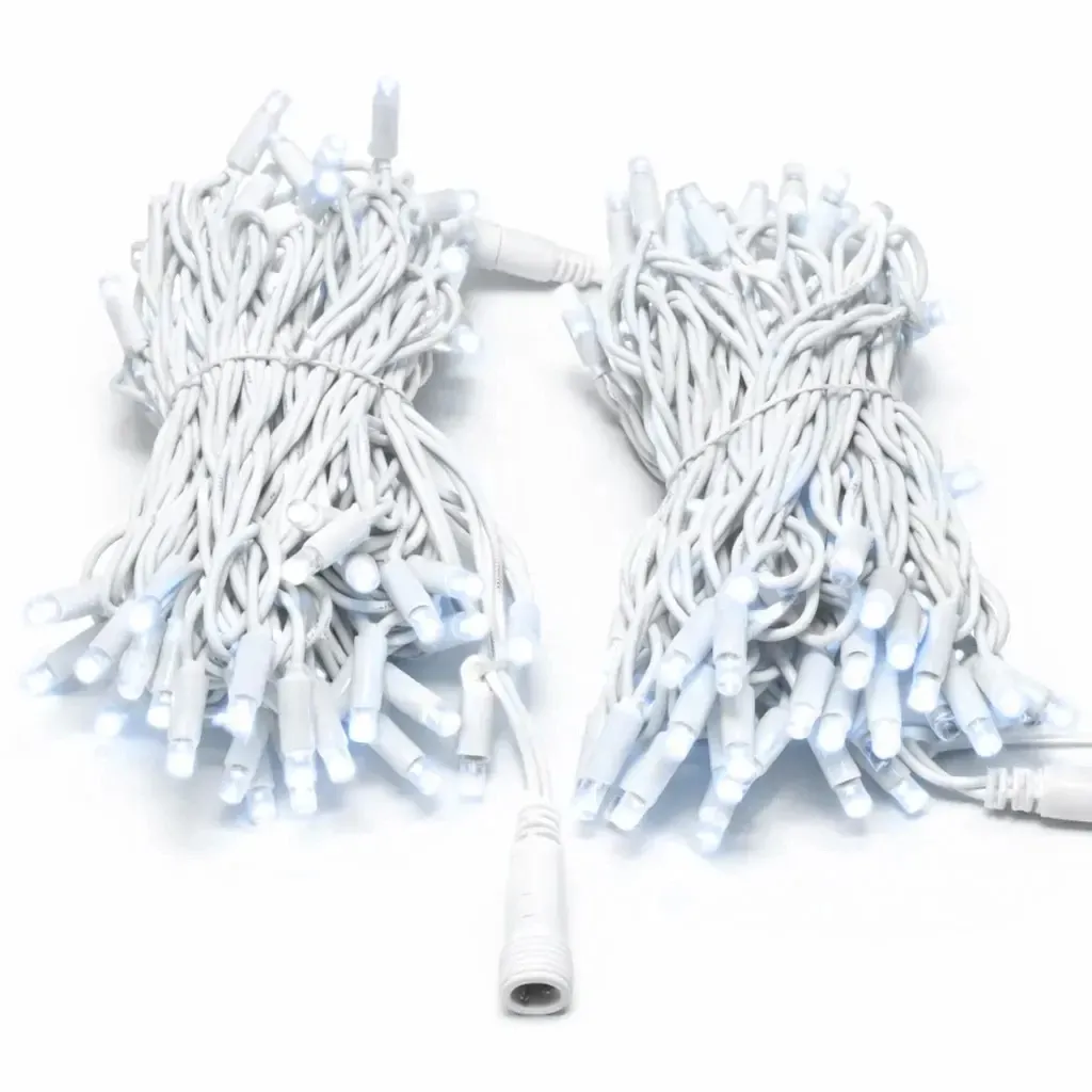 Easy Fix LED světelný řetěz, 20 m, venkovní, ledově bílá s FLASH, 120 diod, bílý kabel, IP67