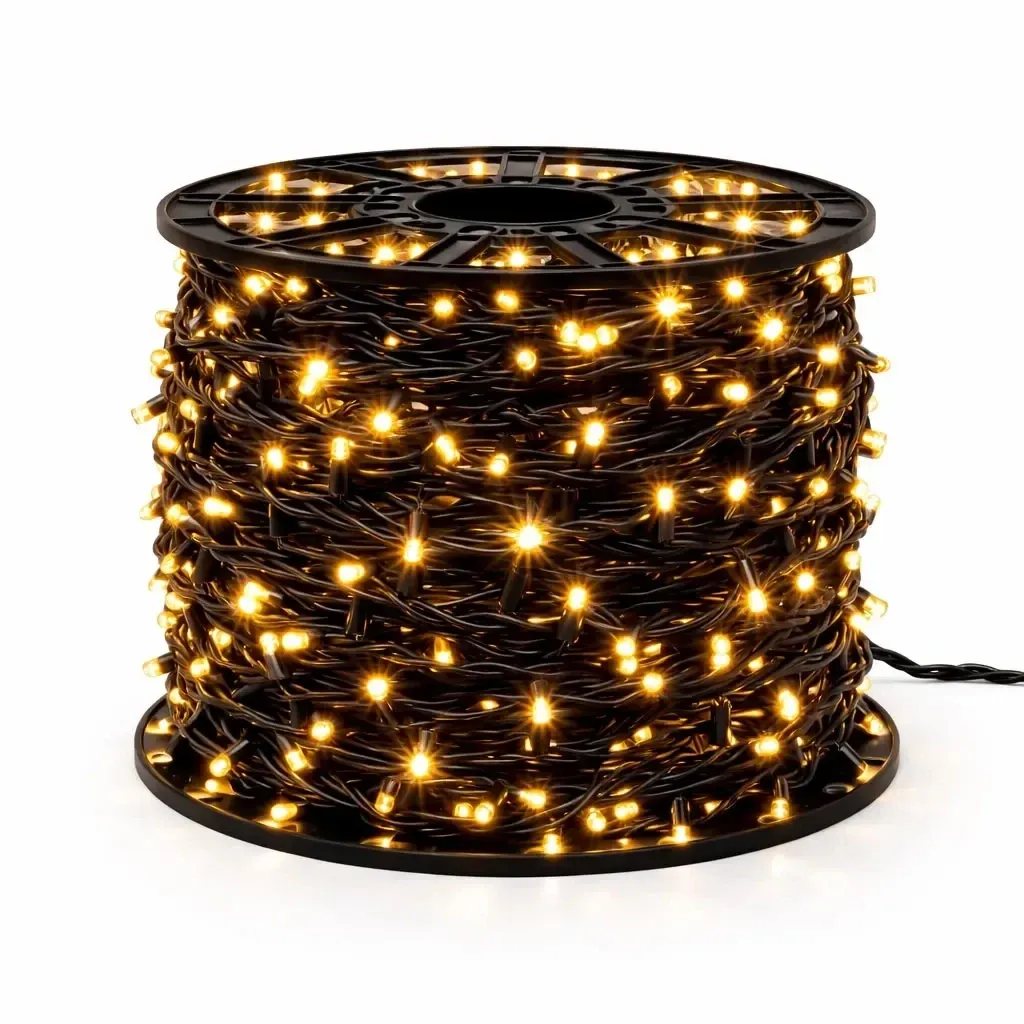 Easy Fix LED světelný řetěz venkovní, 100 m, teple bílá s FLASH, 1000 diod, černý kabel, IP44, cívka