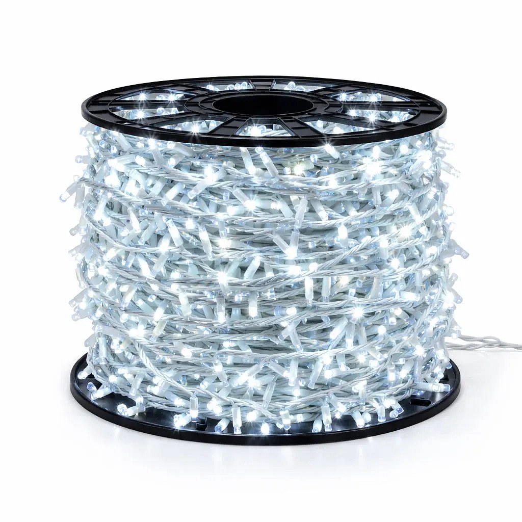 Easy Fix LED světelný řetěz venkovní, 100 m, ledově bílá, 2000 diod, bílý kabel, IP67, cívka