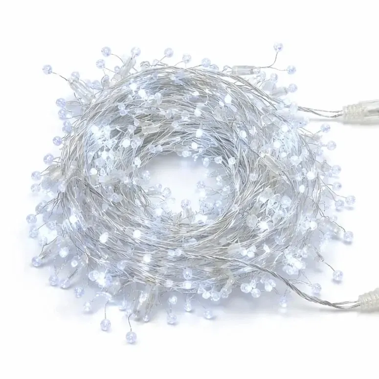 Eco Fix světelný řetěz venkovní s krystalky, 8 m, ledově bílá, 80 diod, 24 V, čirý kabel, IP44