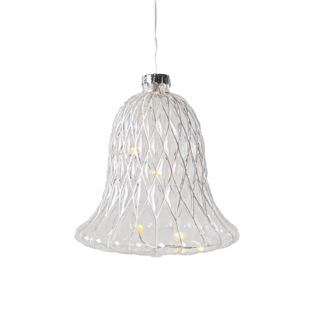 LED skleněný zvonek, čirý, Ø 9 × 10 cm, 5 diod, IP20 interiér, 1× AAA