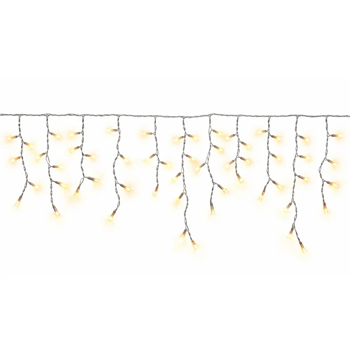 Easy Fix Interiér LED rampouchy, světelné krápníky, 300 × 50 cm, teple bílá, 114 diod, čirý kabel, IP20, prodlužovací