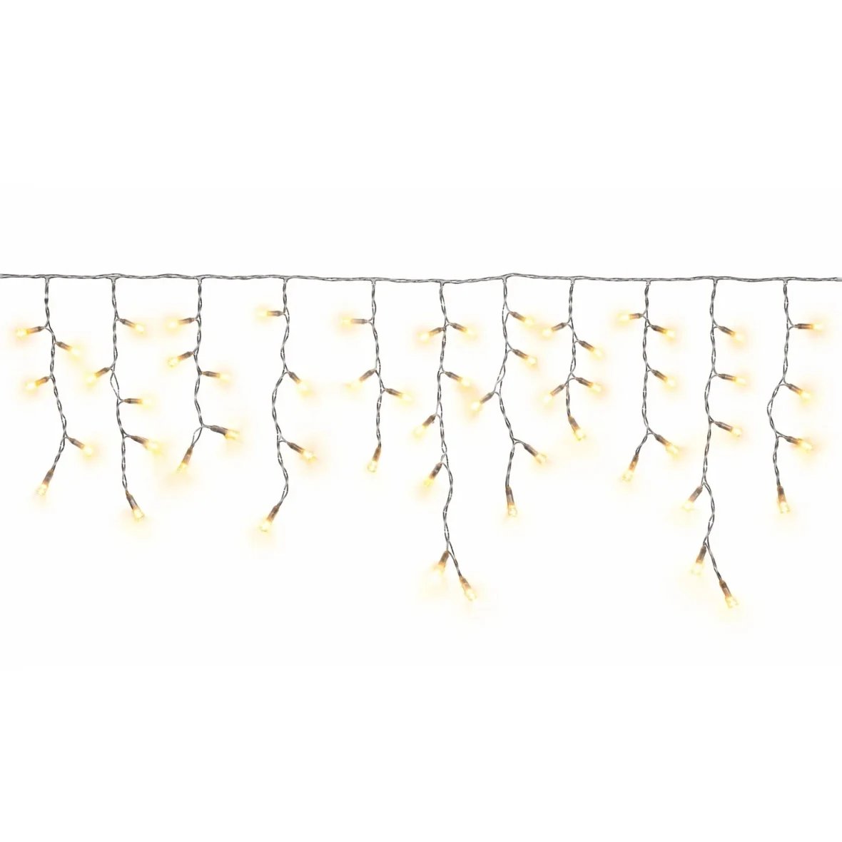 Easy Fix Interiér LED rampouchy, světelné krápníky, 300 × 50 cm, teple bílá, 114 diod, čirý kabel, IP20, prodlužovací