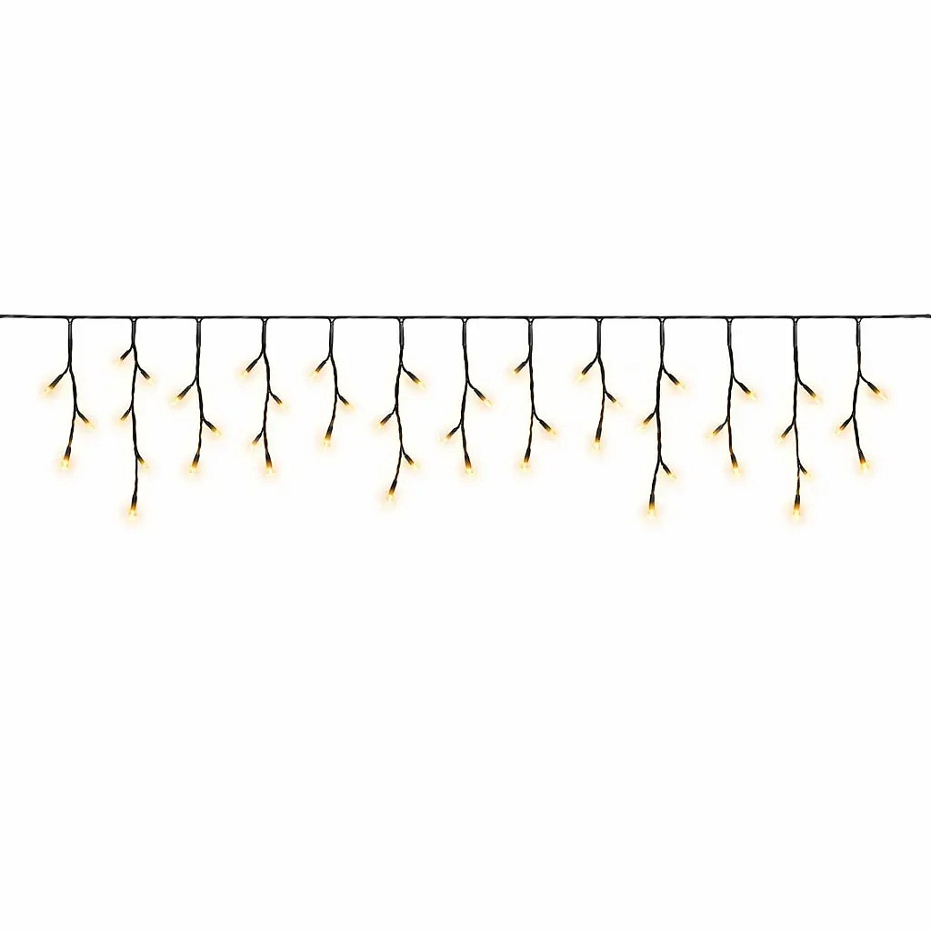 Eco Fix venkovní LED rampouchy, světelné, 200 × 50 cm, teple bílá, 60 diod, 36 V, černý kabel, IP44, prodlužovací