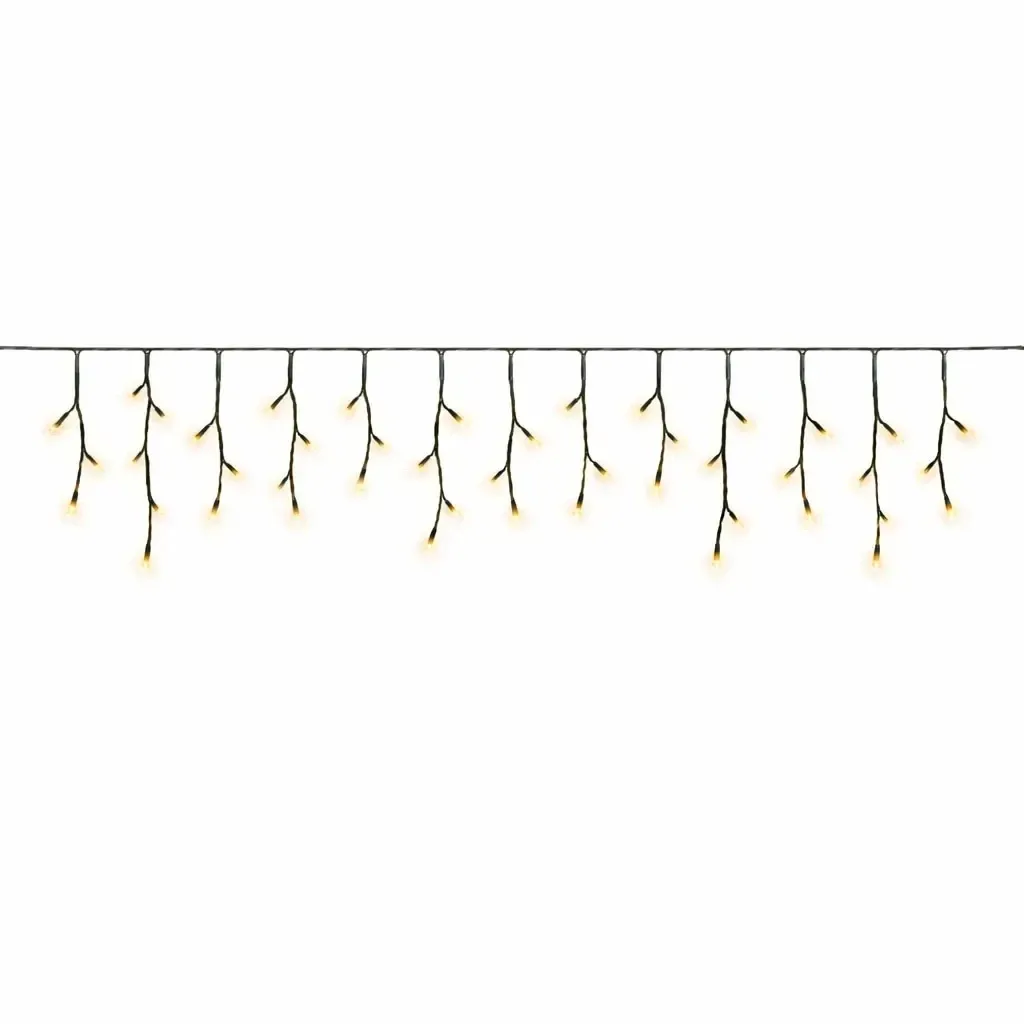 Hobby Line venkovní LED rampouchy, světelné, 200 × 50 cm, teple bílá, 40 diod, tmavě zelený kabel, IP44, prodlužovací