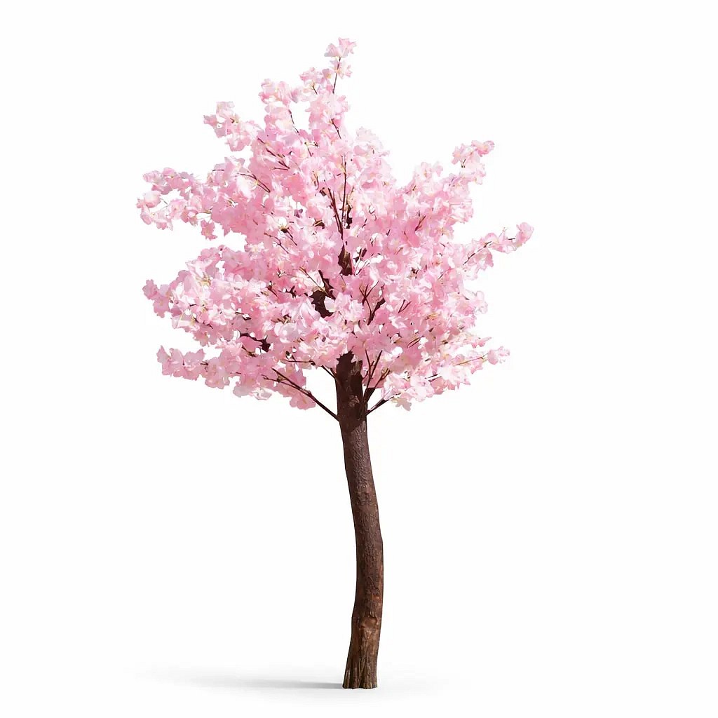 3D umělý strom Sakura 150 × 100 cm, růžová dekorace, IP44 venkovní, kov a plast