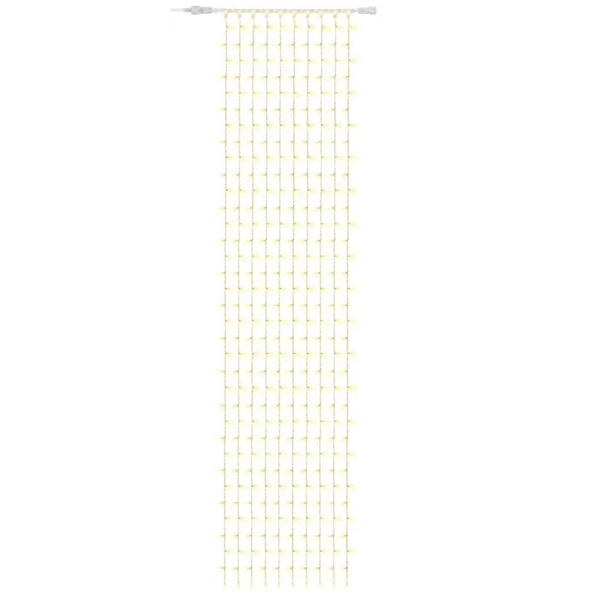 Easy Fix LED světelný závěs interiér, 100 × 500 cm, teple bílá, 500 diod, 10 pramenů, čirý kabel, IP20, prodlužovací
